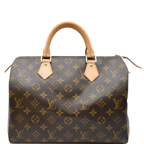 LOUIS VUITTON Speedy 30 Monogram Canvas Satchel Bag Brown