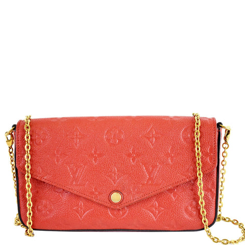 LOUIS VUITTON Pochette Felicie Empreinte Leather Crossbody Bag Red