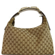 GUCCI Horsebit Medium GG Canvas Hobo Bag Beige 115867