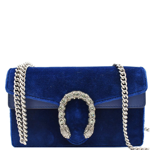 GUCCI Dionysus Super Mini Suede Leather Shoulder Bag Blue 476432