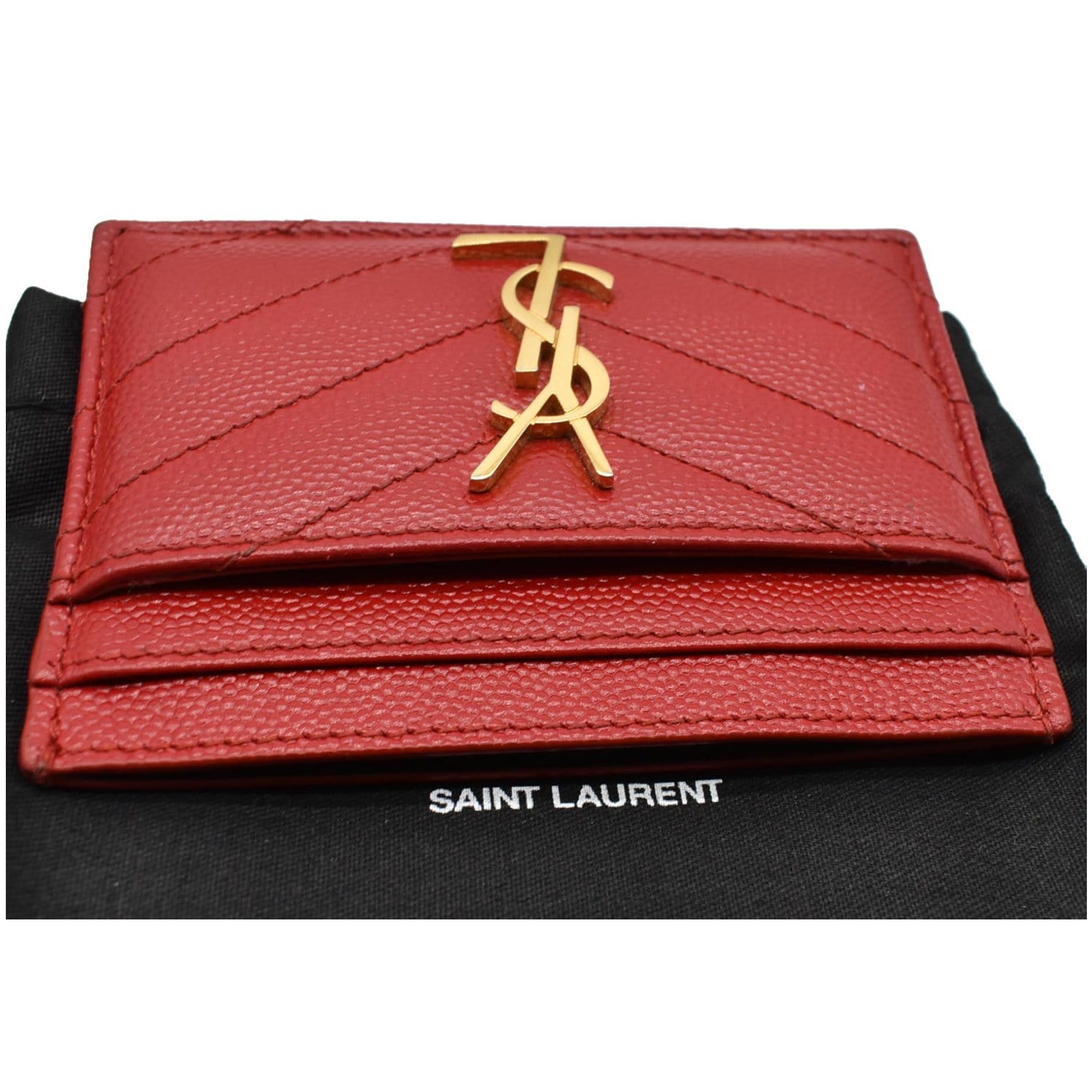 YVES SAINT LAURENT passport case Red leather Rare Monogram from