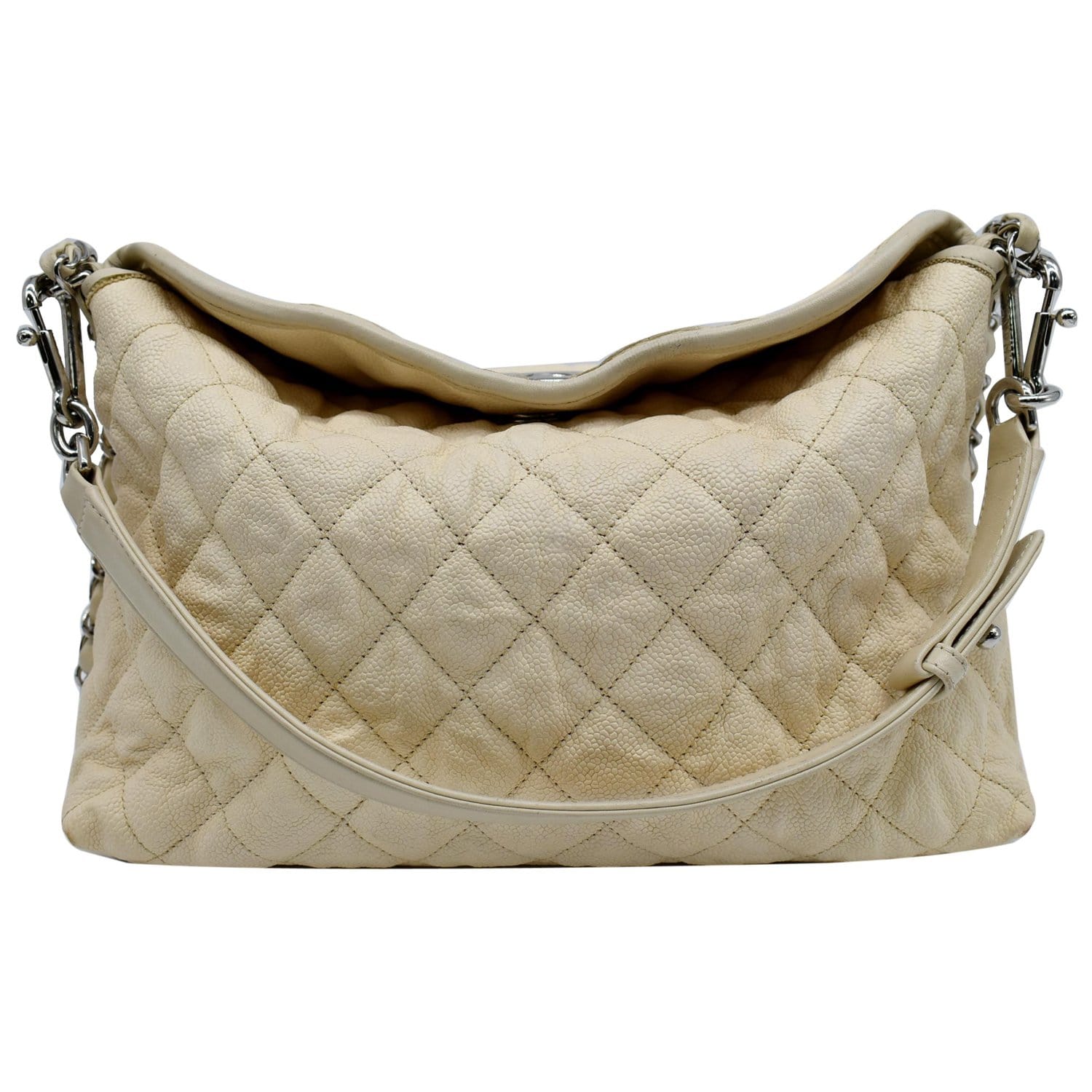 CHANEL COCO CABAS OFF WHITE LEATHER QUILTED HOBO W POUCH 11066742 MADE IN  ITALY