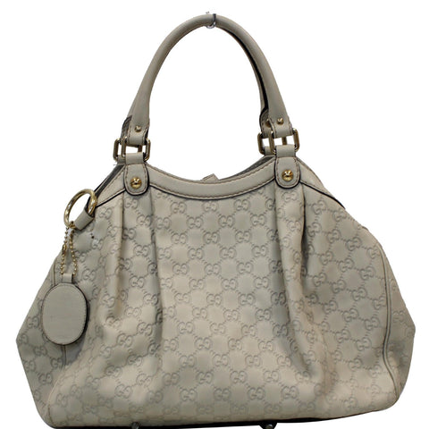 GUCCI Sukey Medium Guccissima Leather Tote Bag White 211944