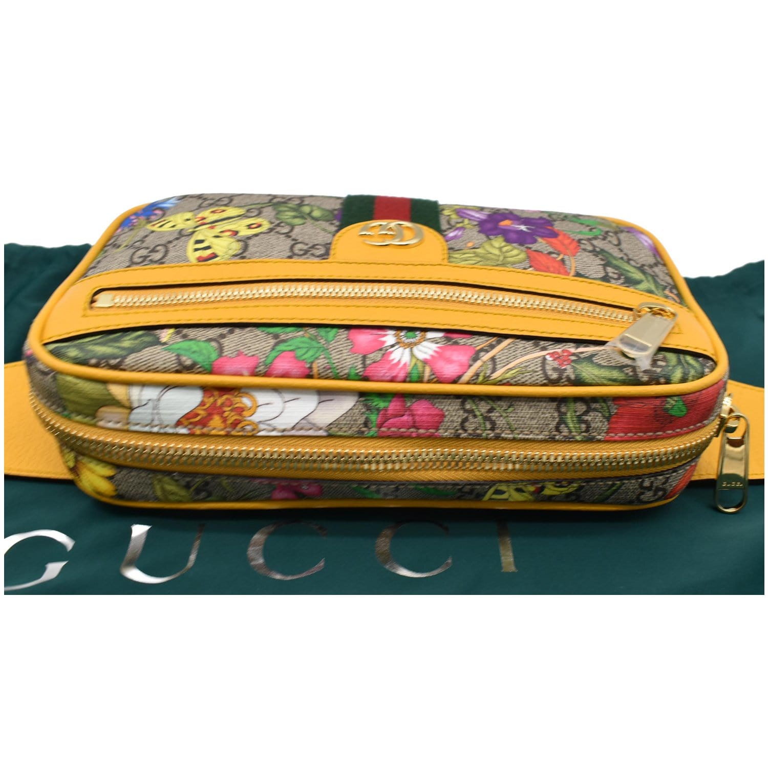 Gucci Limited Edition Beige Leather & Floral Print Canvas Flora Bag, Lot  #56364