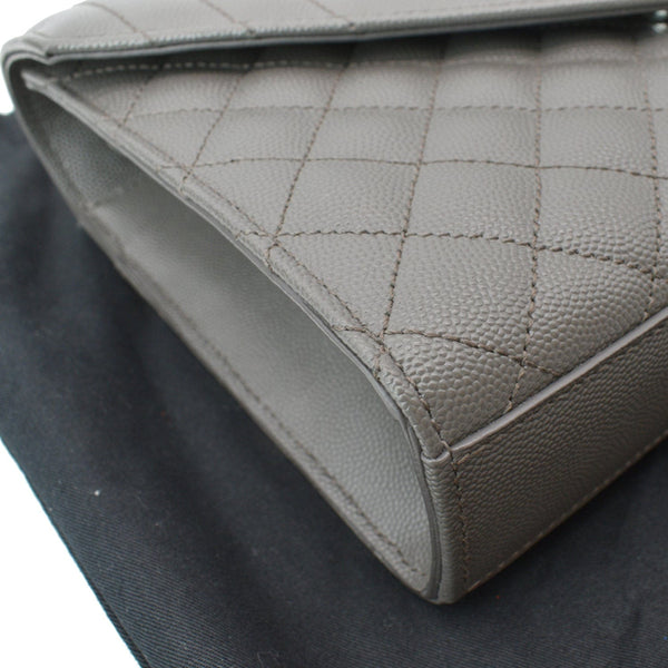 YVES SAINT LAURENT Envelope Chain Medium Mix Matelassé Leather Crossbody Bag Grey