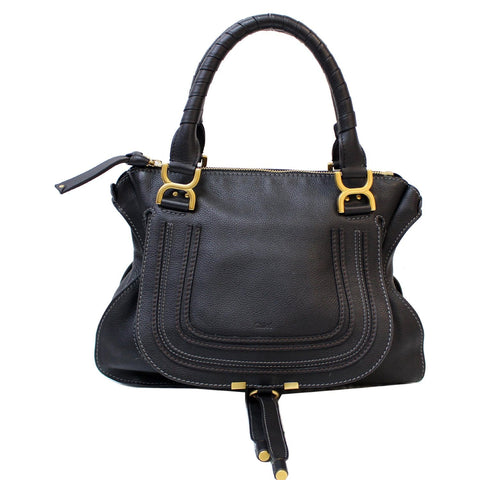 CHLOE Medium Marcie Calfskin Leather Satchel Bag Black