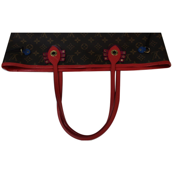 LOUIS VUITTON Neverfull MM Totem Monogram Canvas Tote Shoulder Bag Red