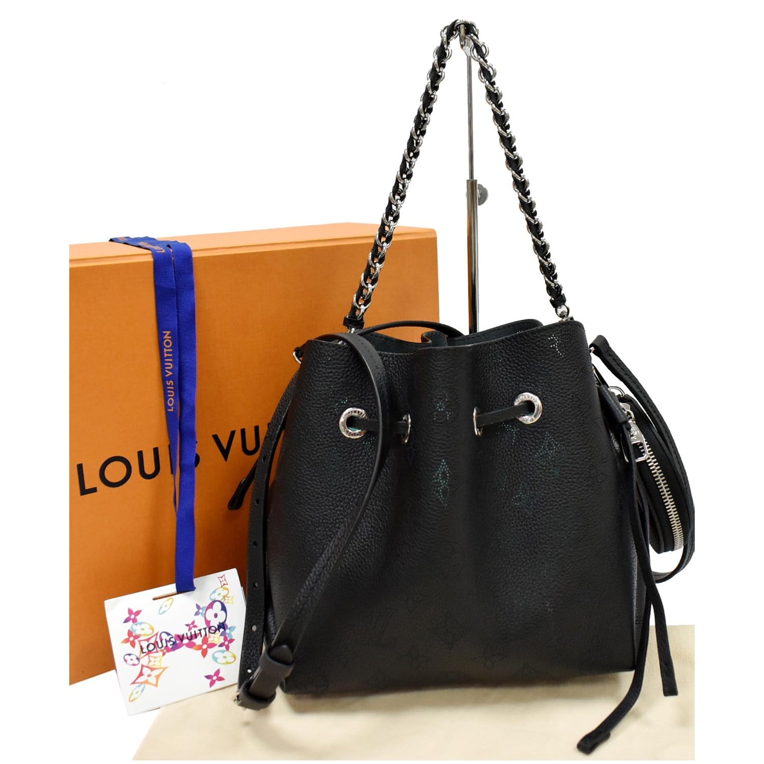 Louis Vuitton Black Mahina Monogram Leather Bella Bag at 1stDibs