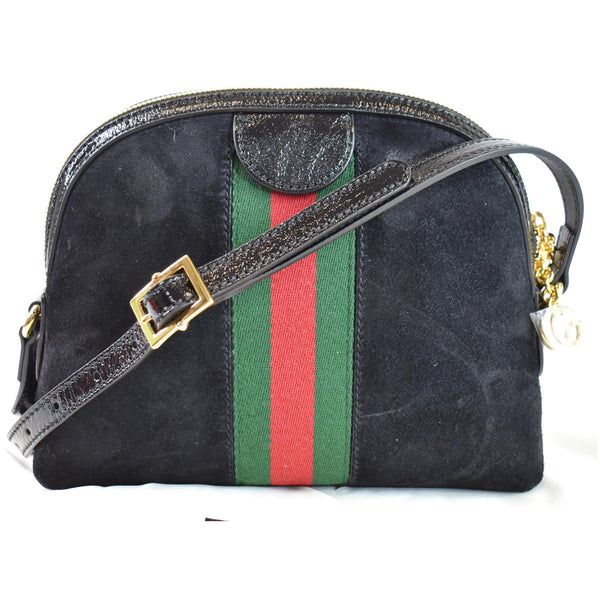 GUCCI Ophidia GG Small Suede Shoulder Bag Black 499621