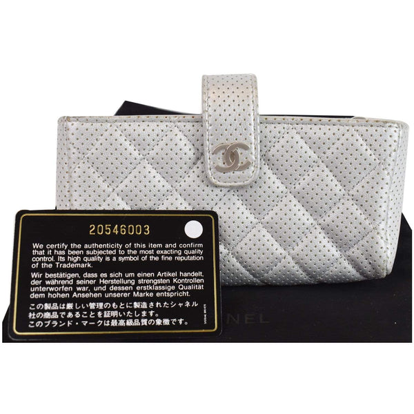 Chanel Perforated Lambskin Quilted Mini Phone Holder info tag