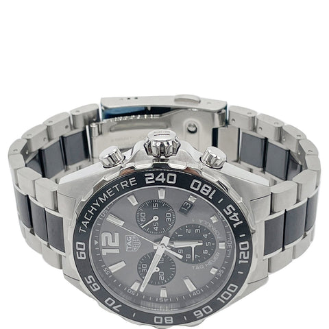 TAG HEUER Formula 1 Chronograph Quartz SS Date Watch Silver Dial 43MM