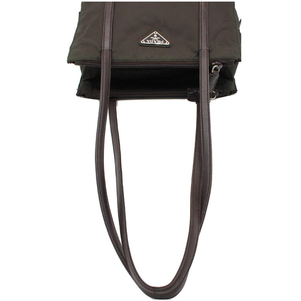 Prada Nylon Tote Shoulder Bag Dark Green - soft top handles