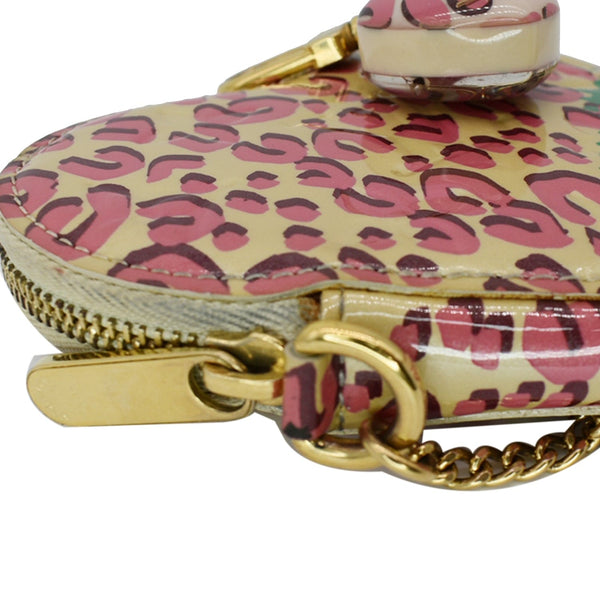 LOUIS VUITTON Leopard Coeur Heart Monogram Vernis Coin Blanc Corail
