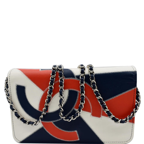 CHANEL Tassel Patchwork Leather Wallet On Chain Multicolor