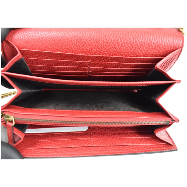 GUCCI GG Marmont Leather Crossbody Chain Wallet Red 401232