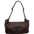 CHANEL Accordion Flap Calfskin Diamond Stitch Shoulder Bag Brown