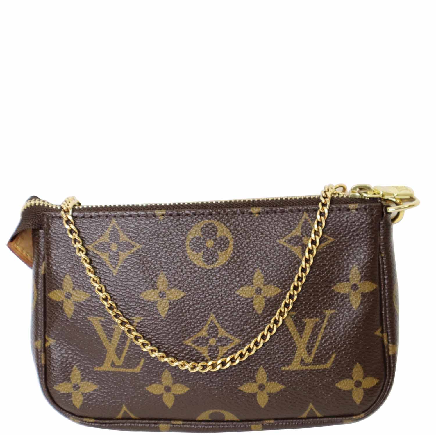 LOUIS VUITTON Mini Pochette Monogram Canvas Accessories Pouch Brown