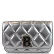 BALENCIAGA B Quilted Leather Wallet On Chain Crossbody Bag Silver - Last Call
