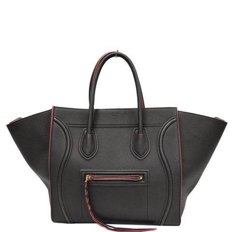 CELINE Luggage Phantom Medium Leather Tote Bag Black