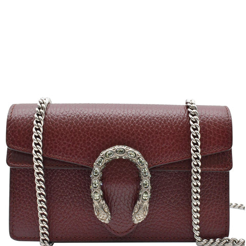 GUCCI Dionysus Super Mini Leather Shoulder Bag Burgundy 476432