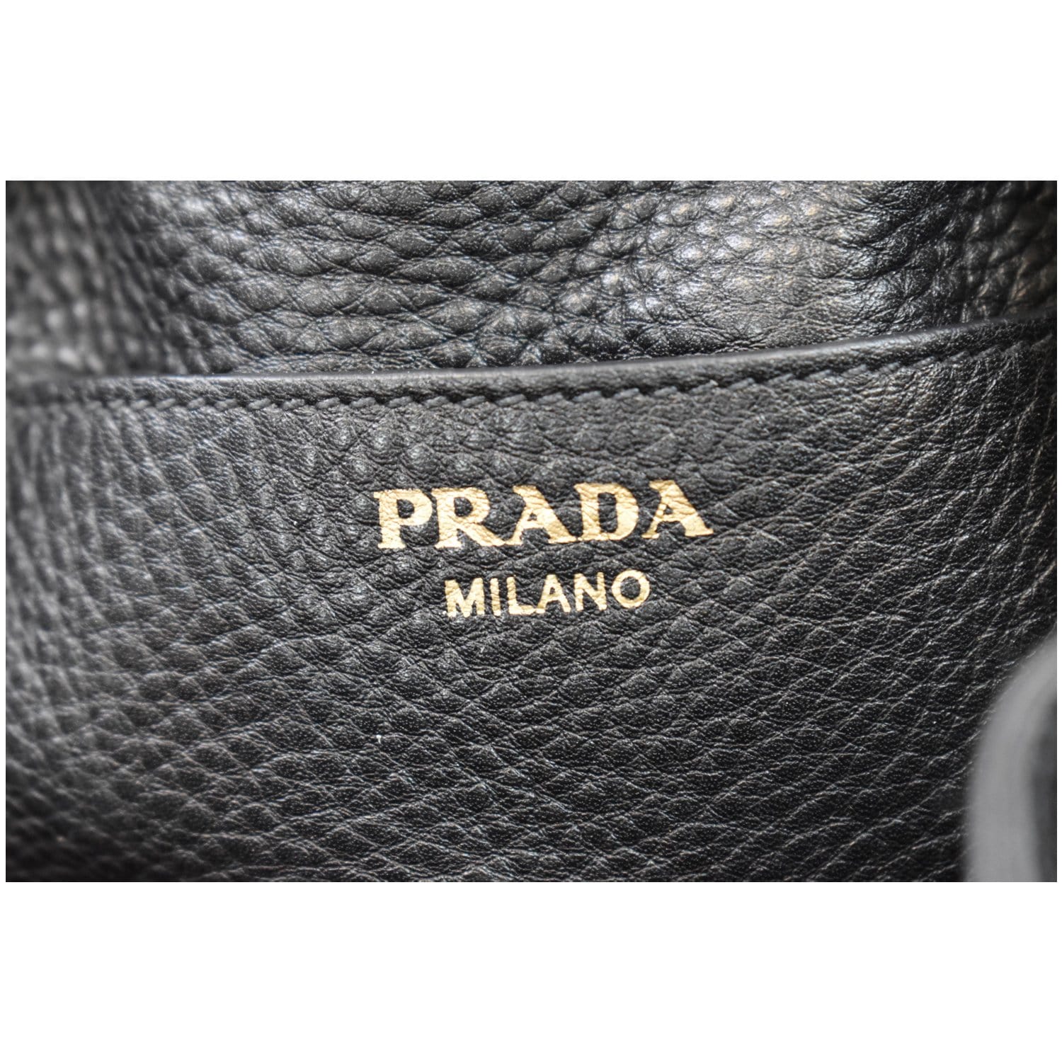 PRADA Logo Drawstring Leather Bucket Shoulder Bag Black