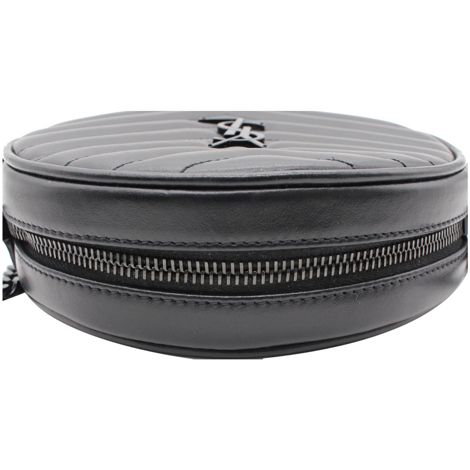 Vinyle Round Quilted Leather Camera Bag In Black