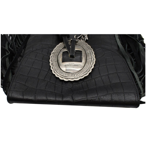 YVES SAINT LAURENT Anita Fringe Leather Crossbody Bag Black