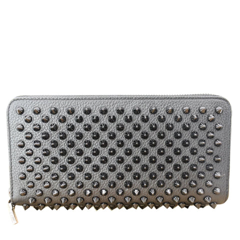CHRISTIAN LOUBOUTIN Spike Panettone Leather Zippy Wallet Black - sold