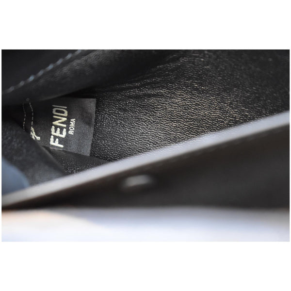 FENDI Kan U Medium Shearling Patent Leather Shoulder Bag Brown