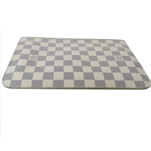 LOUIS VUITTON Neverfull MM Damier Azur Pochette Wristlet Pouch Rose Ballerine