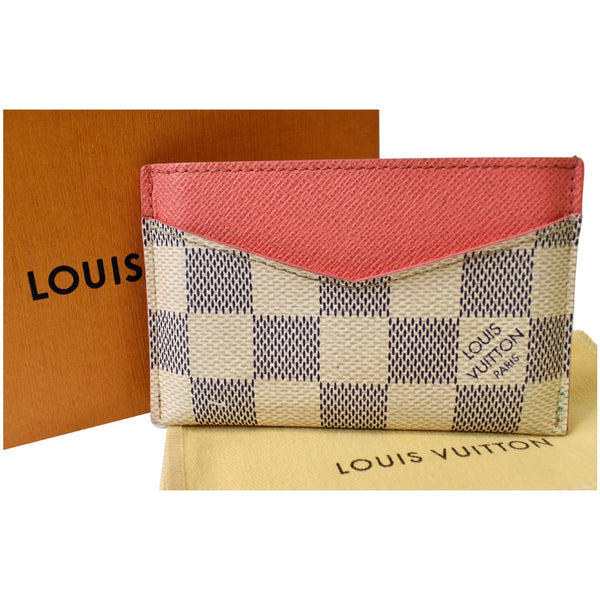 Louis Vuitton Damier Azur Card Holder White For Women - front side