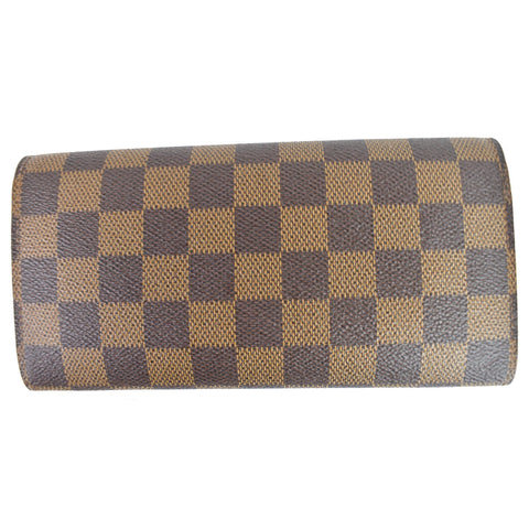 LOUIS VUITTON Emilie Damier Ebene Wallet Brown
