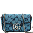 GUCCI GG Marmont Super Mini Matelasse Canvas Crossbody Bag Blue 476433