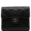 CHANEL CC Classic Small Flap Leather Compact Wallet Black