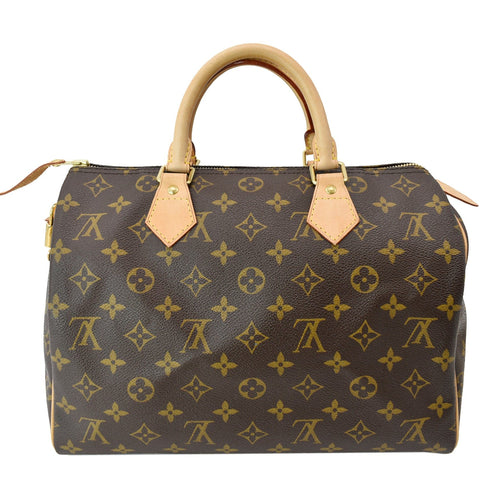 LOUIS VUITTON Speedy 30 Monogram Canvas Satchel Bag Brown