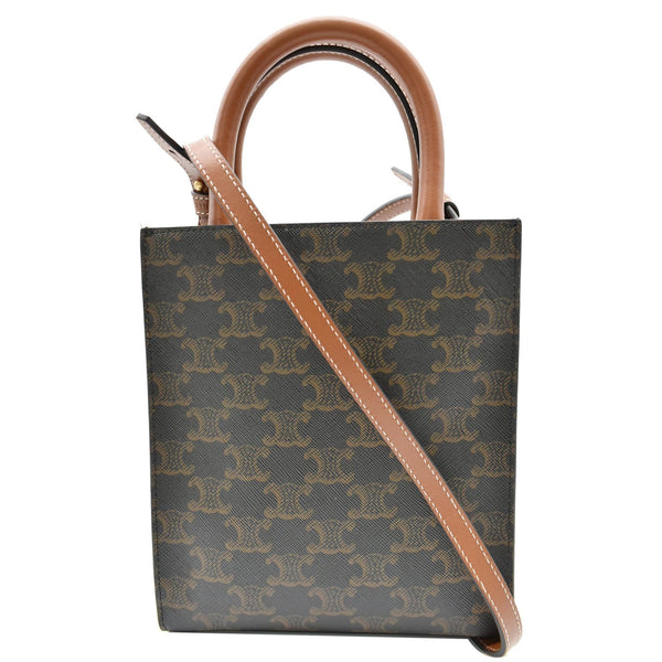 Celine Triomphe Vertical Cabas Small Calfskin Canvas Bag