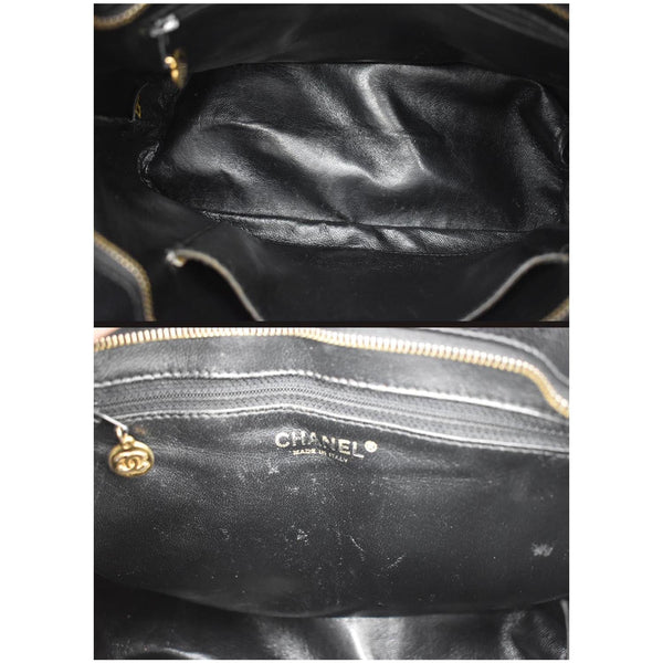 CHANEL Medallion Quilted Caviar Leather Tote Bag Black