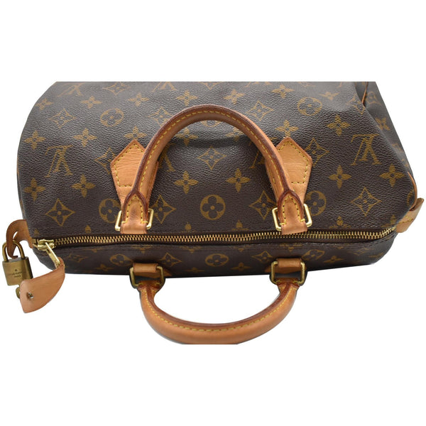 LOUIS VUITTON Speedy 30 Monogram Canvas Satchel Bag Brown