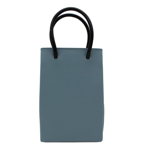 BALENCIAGA Leather Phone Holder Shopping Tote Shoulder Bag Sky Blue