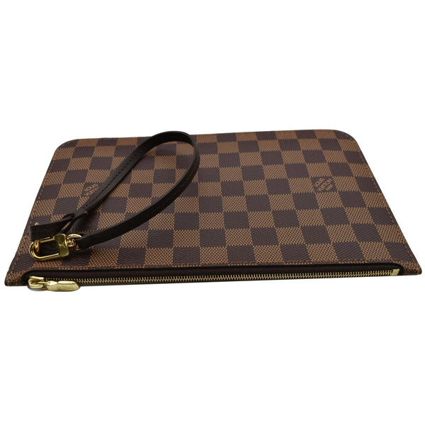 LOUIS VUITTON Neverfull MM Damier Ebene Pochette Wristlet Pouch Brown