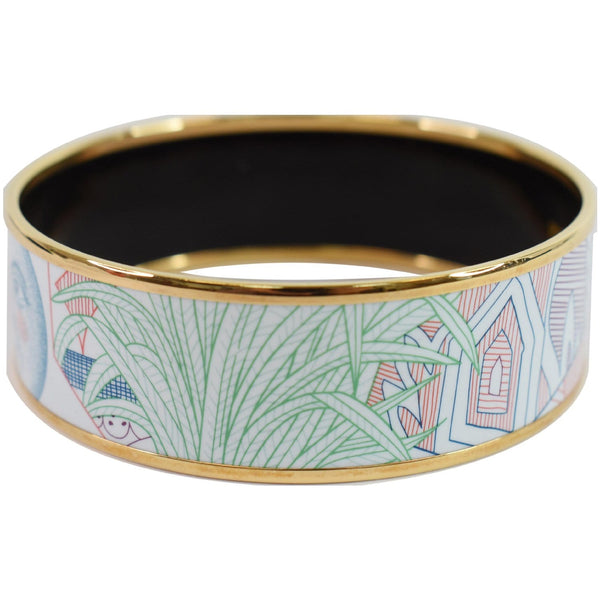 HERMES Face Bangle Enamel Bracelet Multicolor