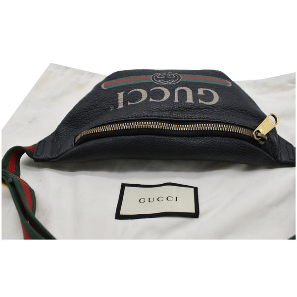 Gucci Print Small Leather Belt Waist Bum Bag - Black