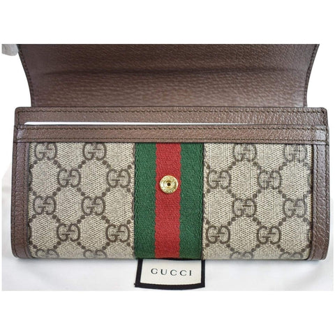 GUCCI Ophidia GG Continental Supreme Canvas Wallet Beige 523153