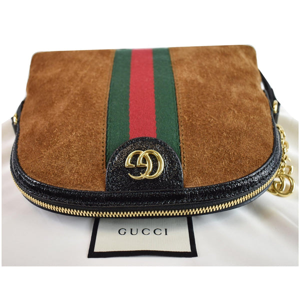 GUCCI Ophidia GG Small Suede Shoulder Bag Brown 499621