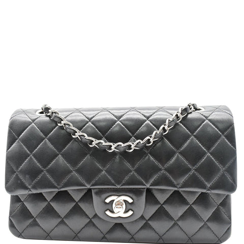CHANEL Classic Double Flap Medium Leather Shoulder Bag Black