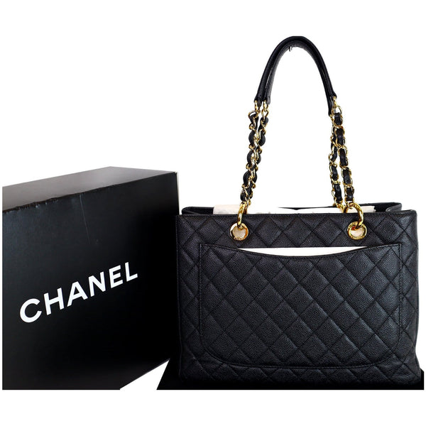 CHANEL Grand Shopping Caviar Leather GST Tote Bag Black