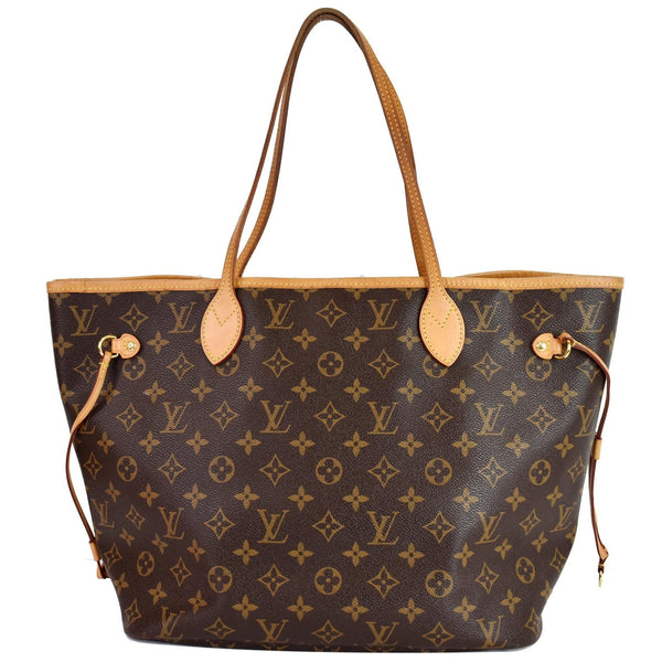 Louis Vuitton Neverfull MM Monogram Canvas Shoulder Bag - brown front side