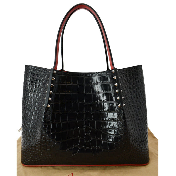 CHRISTIAN LOUBOUTIN Cabarock Croc-Embossed Leather Tote Bag Black