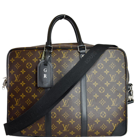 LOUIS VUITTON Porte Documents Voyage PM Monogram Canvas Briefcase Bag Brown