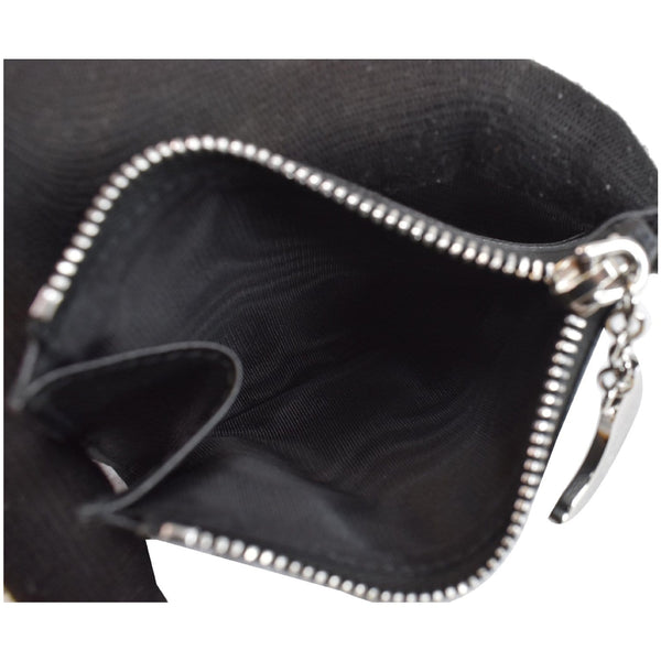 PRADA Smalto Charm Leather Card Case Black